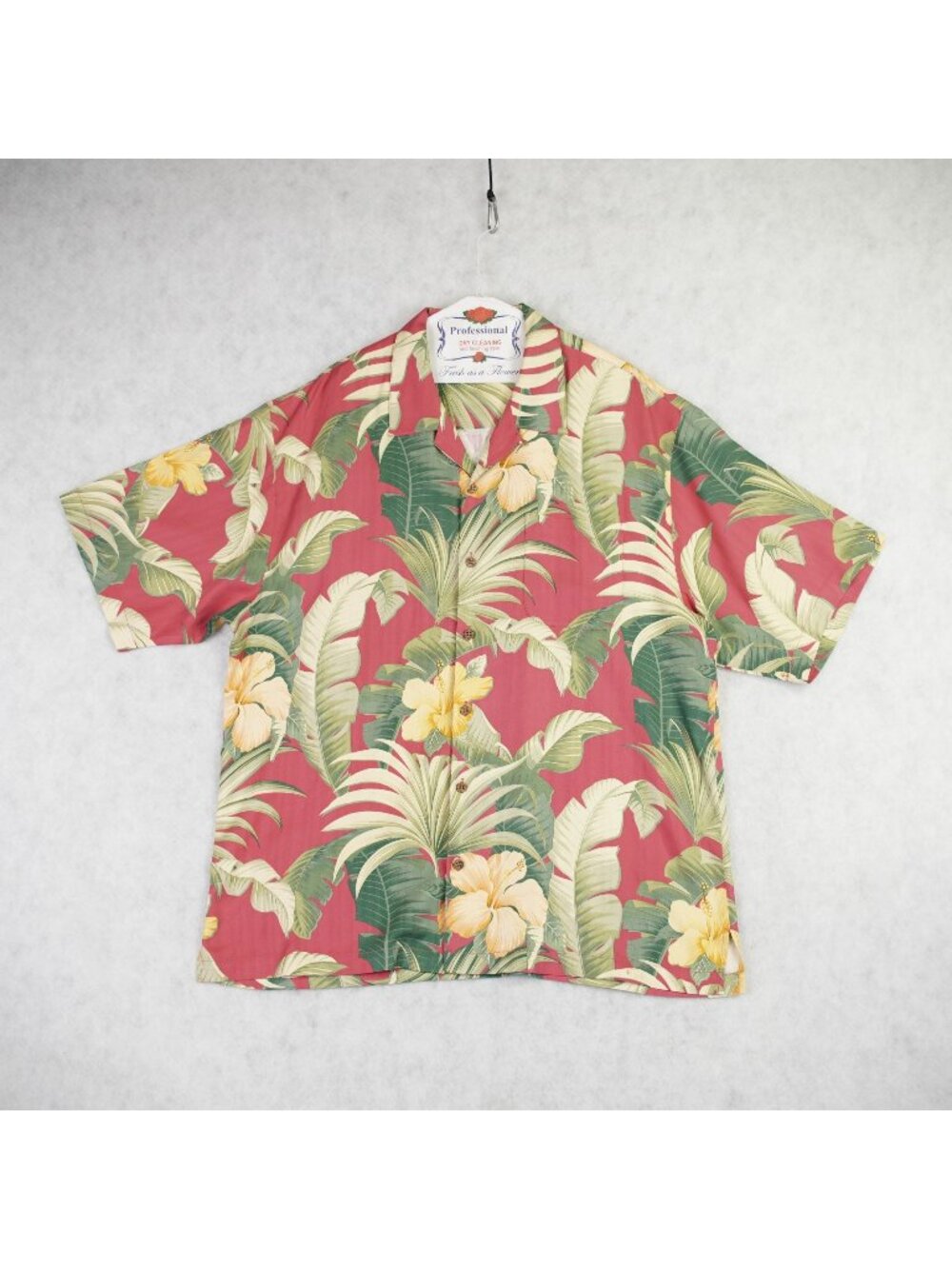Tommy Bahama Mens 100% Silk Floral Print Hawaiian Shirt Tropical Hibiscus Sz XL